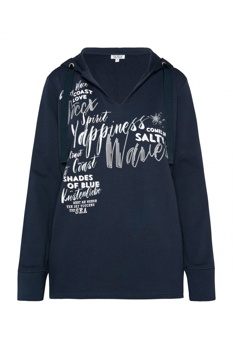 Oversized Hoodie mit Puff-Print-Artwork nautic navy