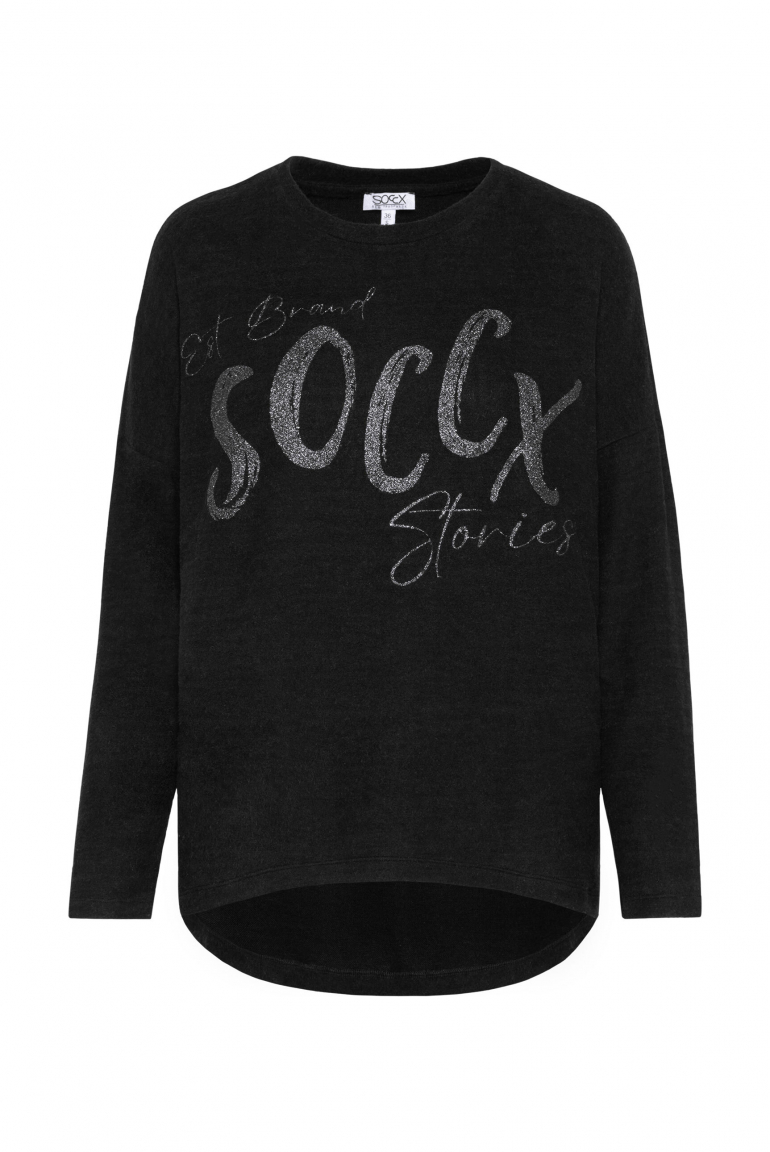 Oversized Pullover aus Flauschstrick black