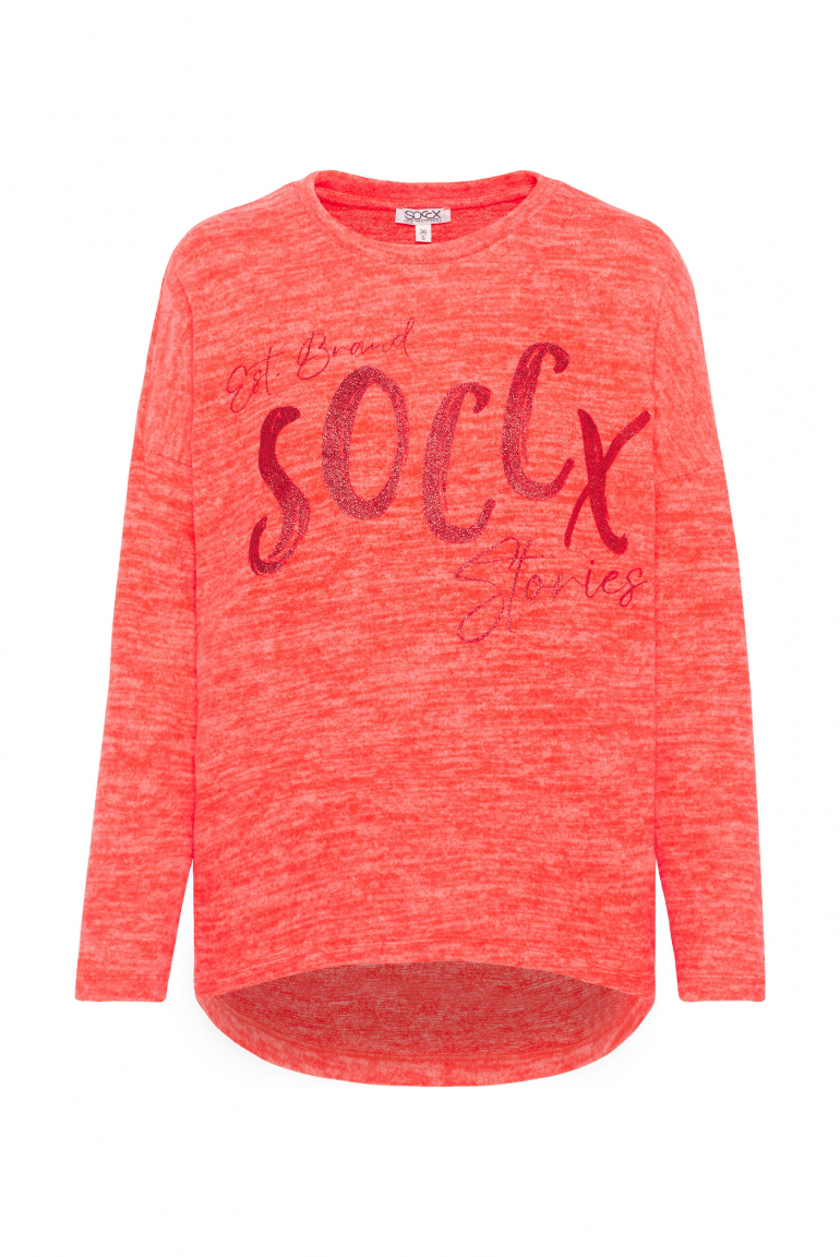 Oversized Pullover aus Flauschstrick juicy coral mel.