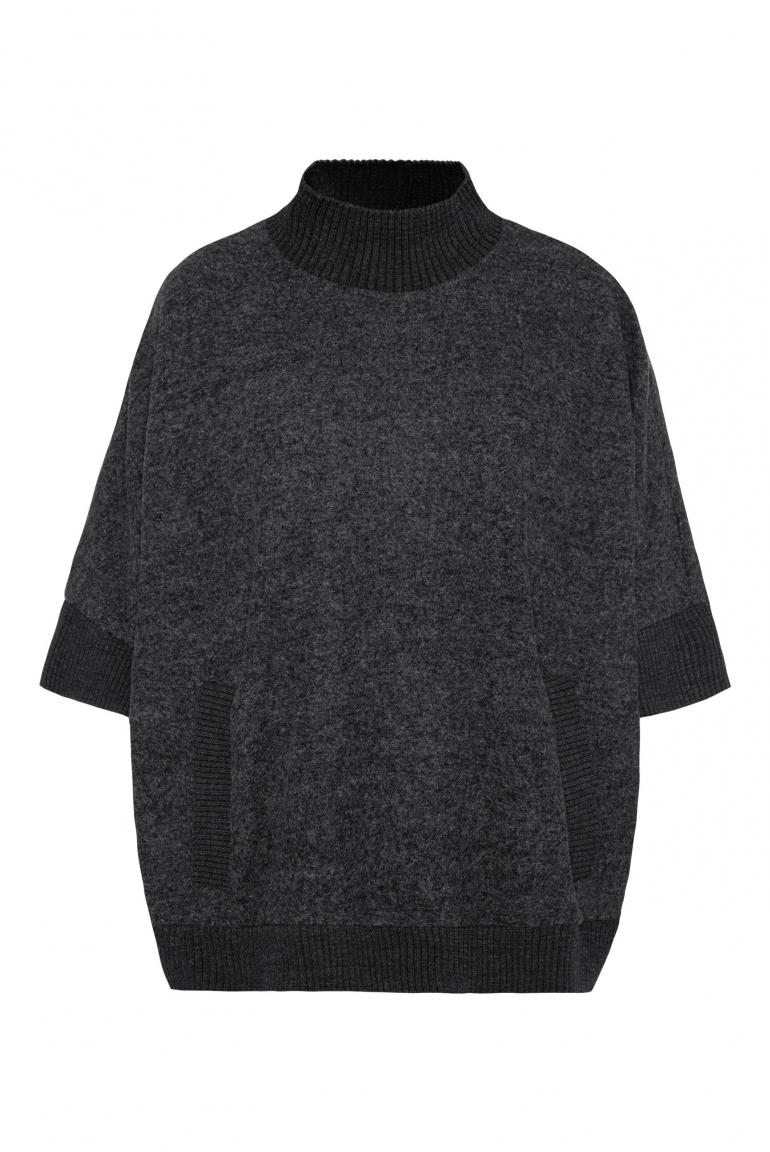 Oversized Pullover mit Stehkragen und Taschen black
