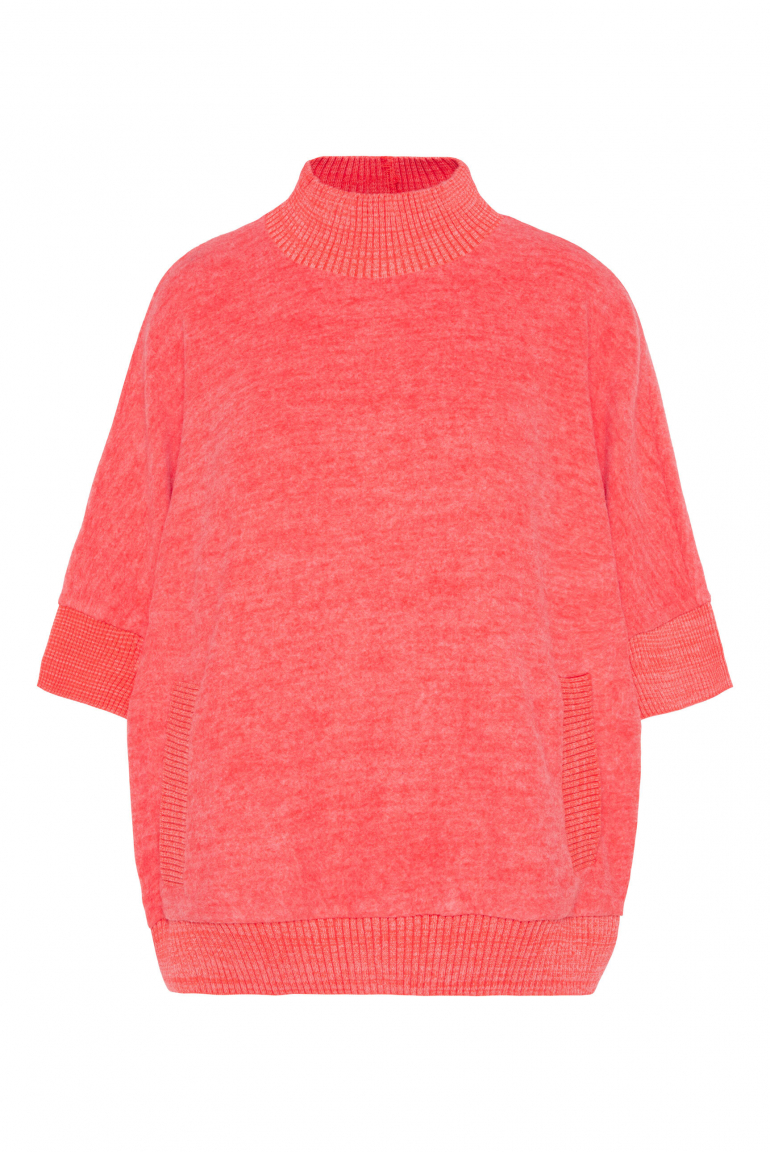 Oversized Pullover mit Stehkragen und Taschen juicy coral