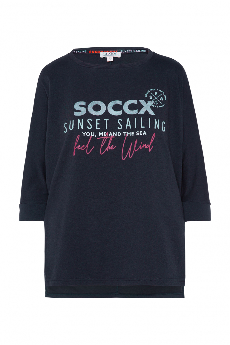 Oversized-Shirt mit Fledermausärmeln und Print blue navy