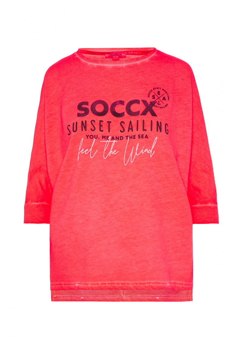 Oversized-Shirt mit Fledermausärmeln und Print flashy red