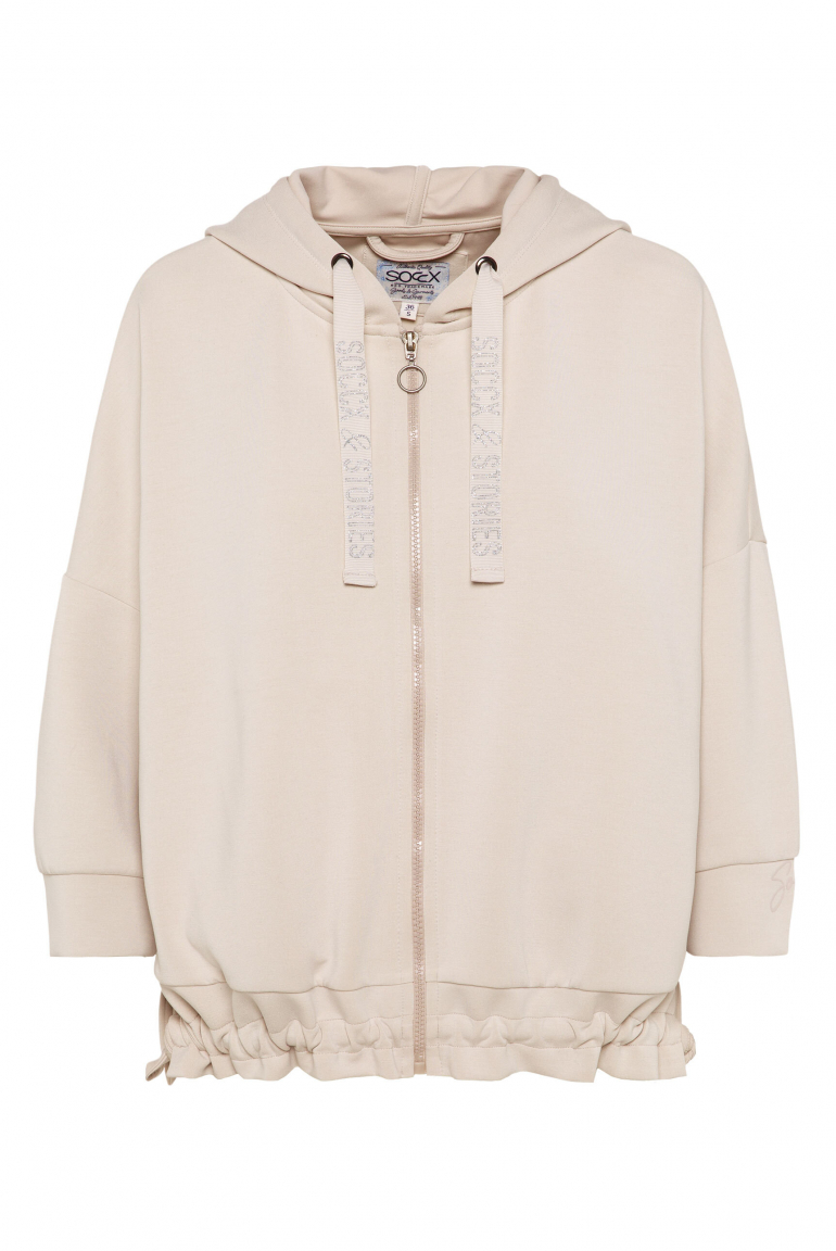Oversized Sweatjacke mit Kapuze und Raffung chai tea