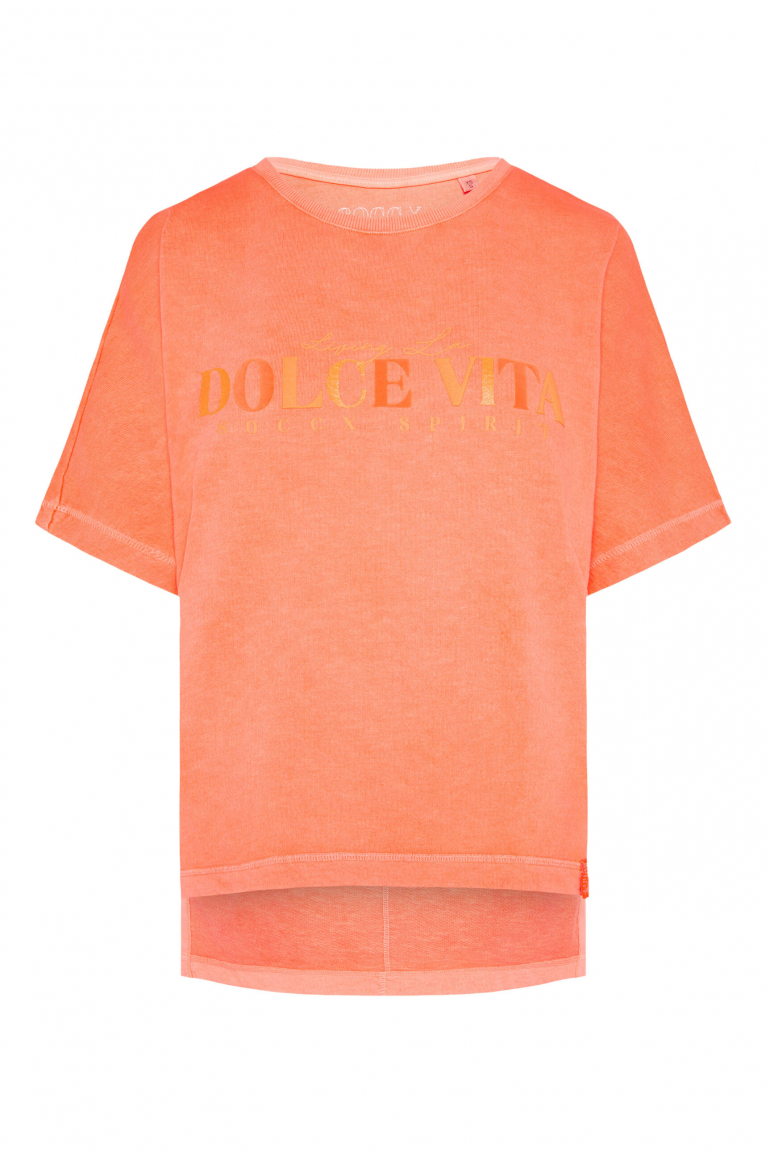 Oversized Sweatshirt mit Kurzarm und Artwork electric orange