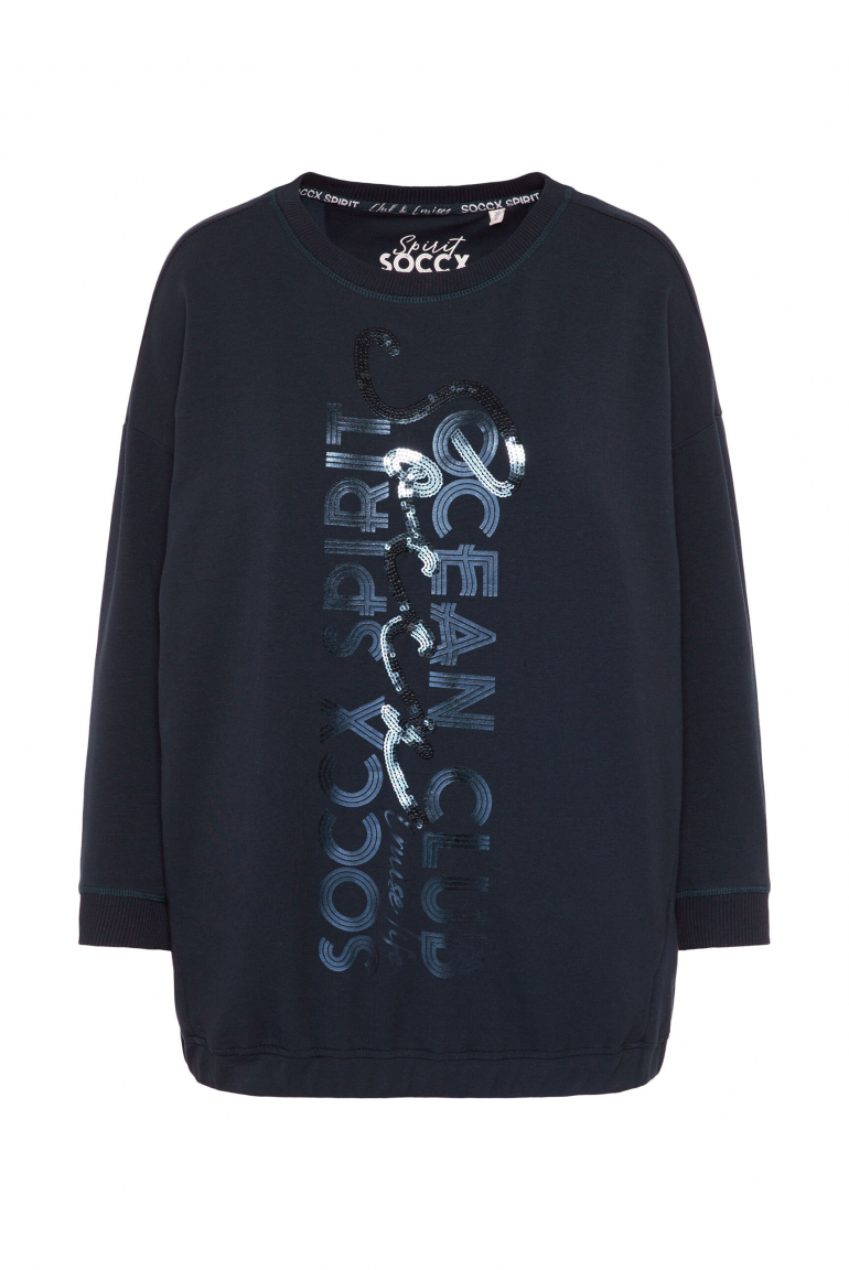 Oversized Sweatshirt mit Pailletten-Artwork blue navy