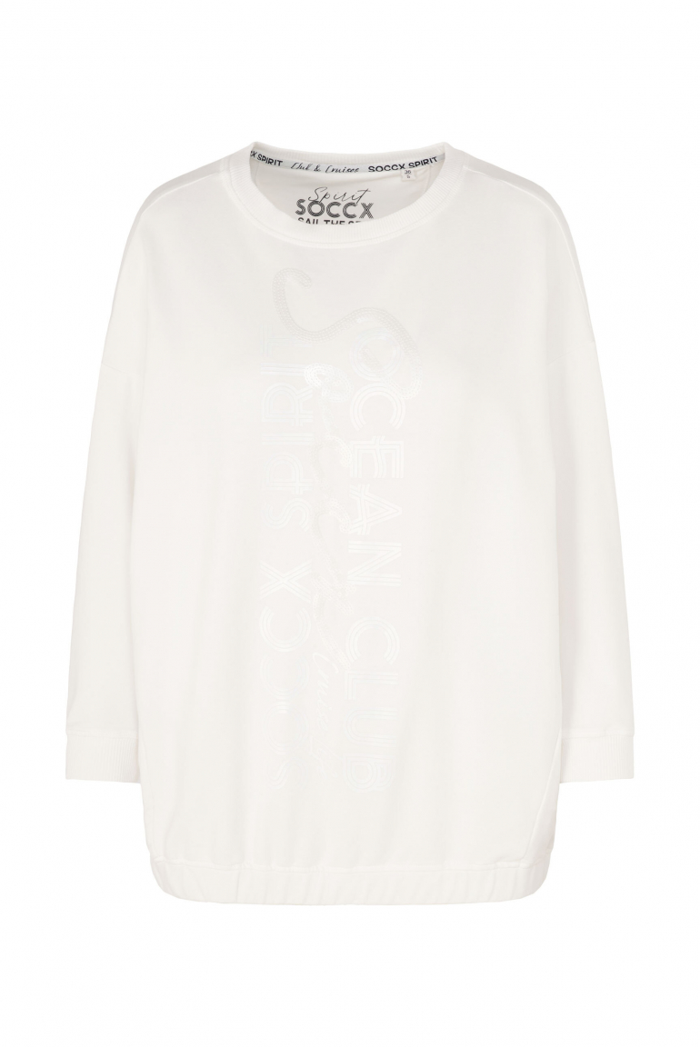 Oversized Sweatshirt mit Pailletten-Artwork ivory