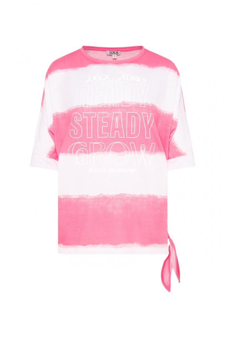 Oversized T-Shirt mit Streifen-Design floral pink