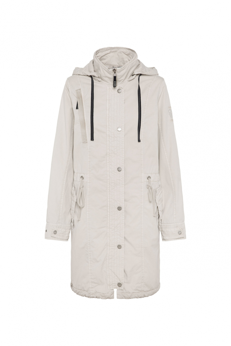 Parka mit Kapuze und Rücken-Artwork stone beige