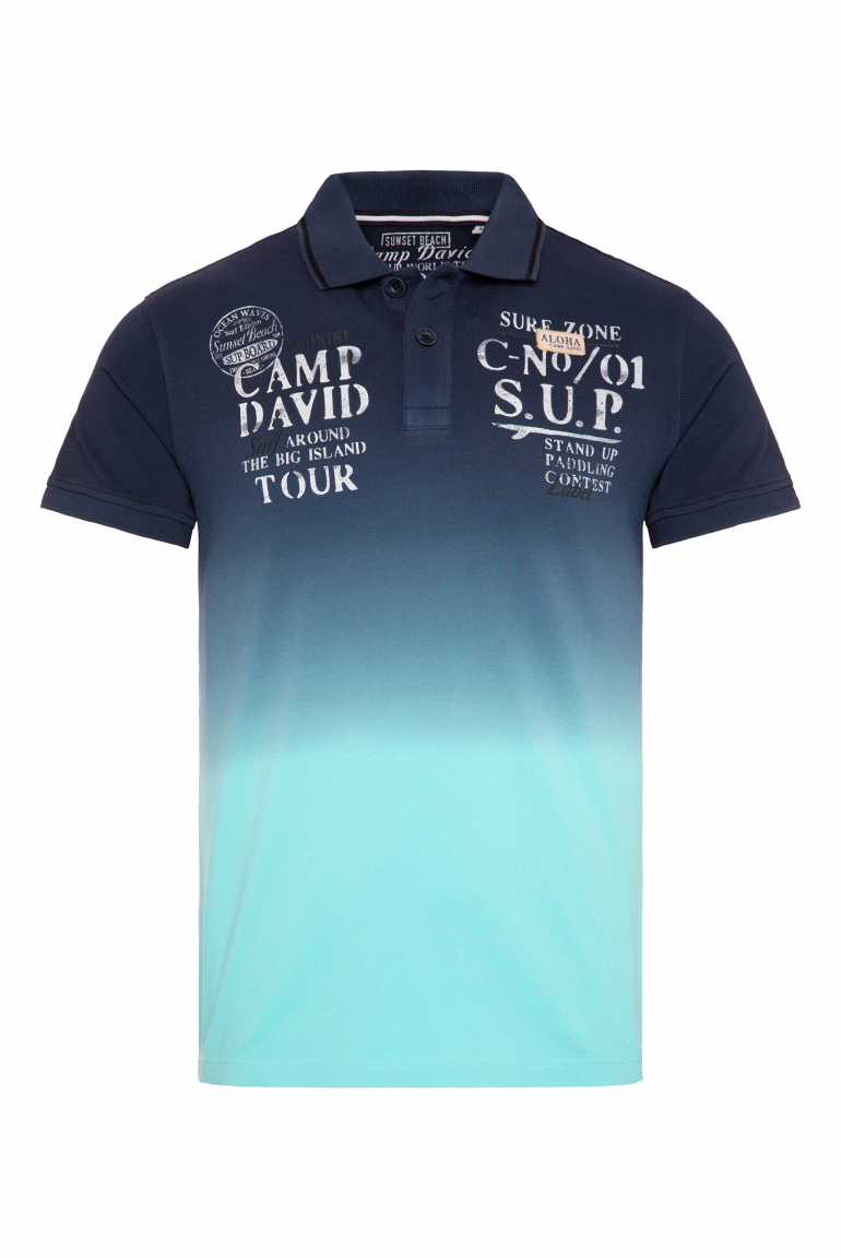 Pikee-Polo Dip Dye mit Artworks blue navy