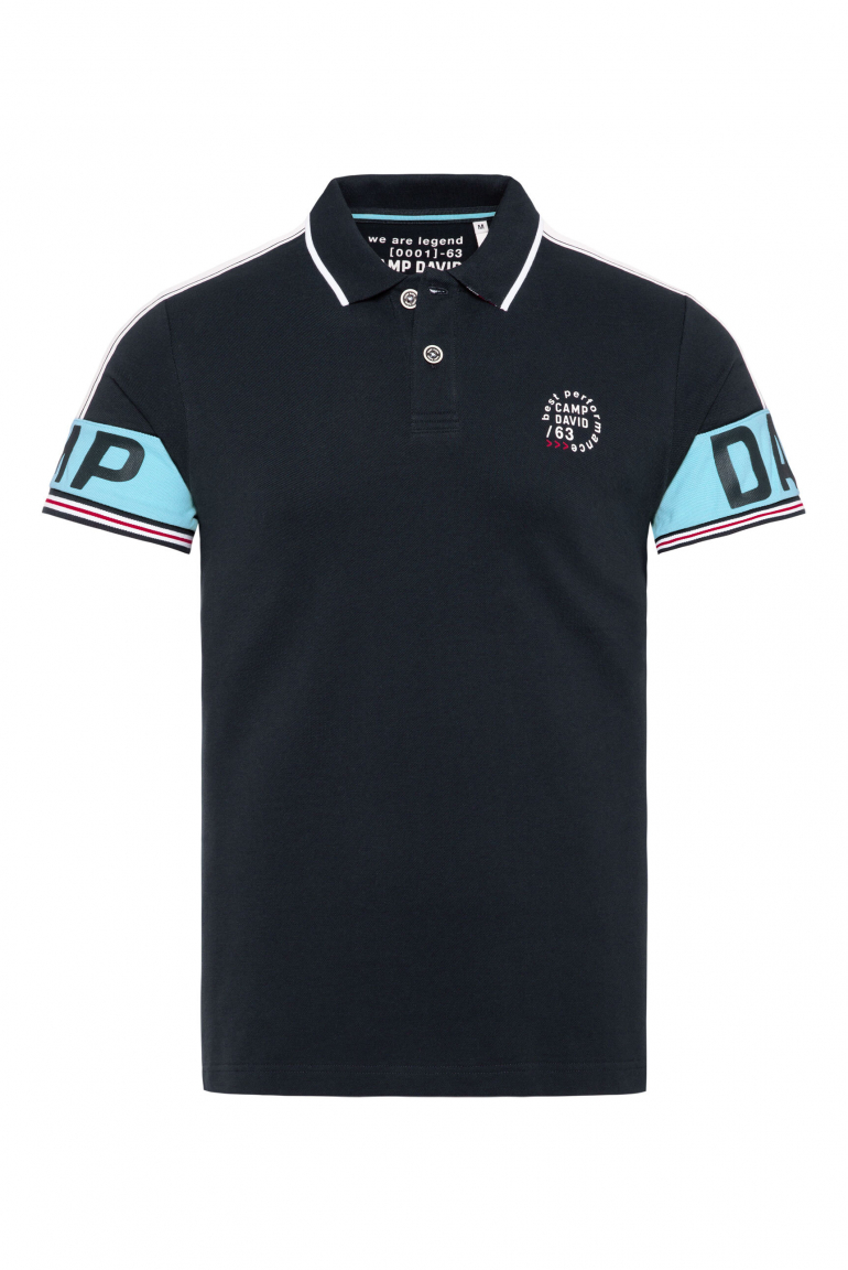 Pikee-Polo mit Ärmel-Artwork und Tapes blue navy