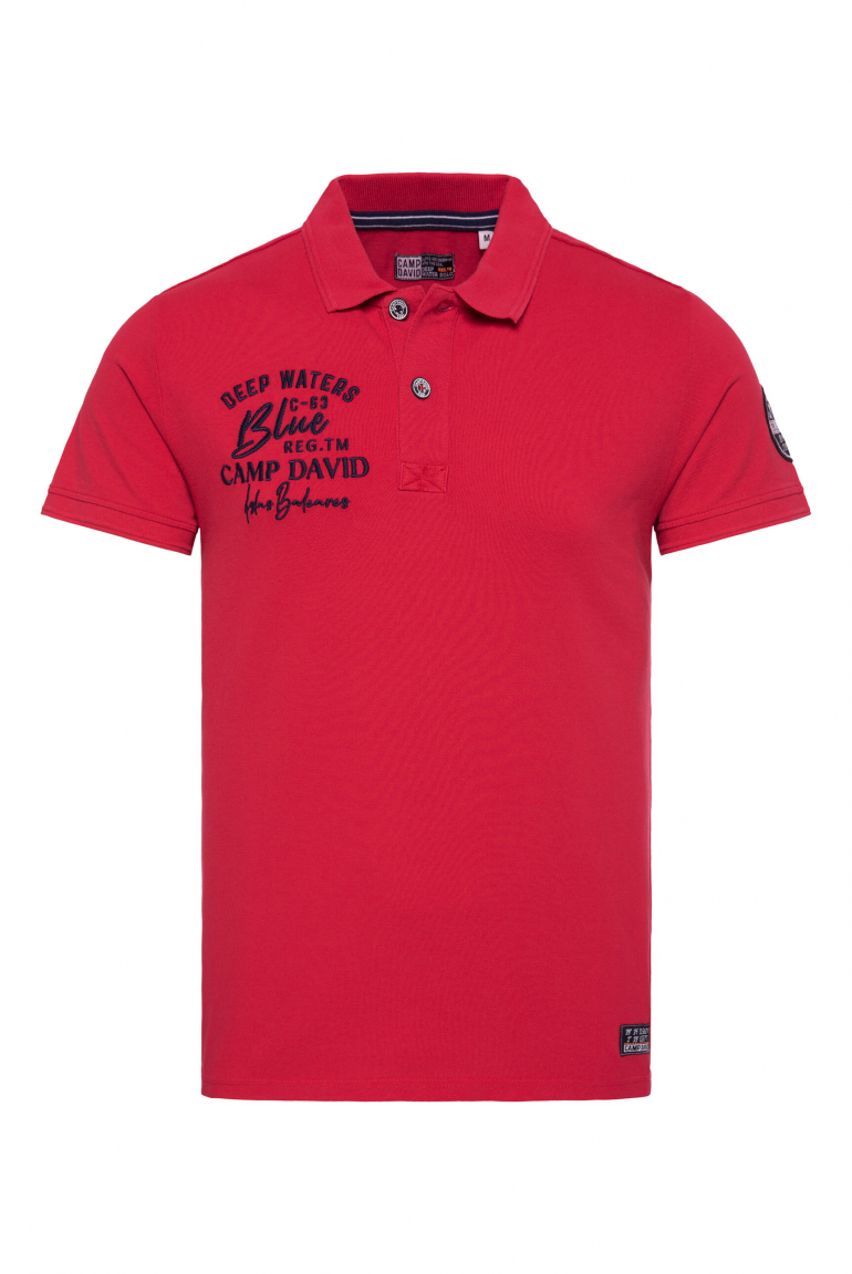 Pikee-Polo mit Logo-Stickereien nautical red