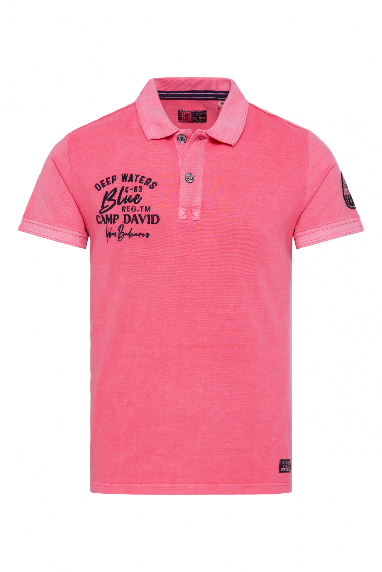 Pikee-Polo mit Logo-Stickereien cool pink