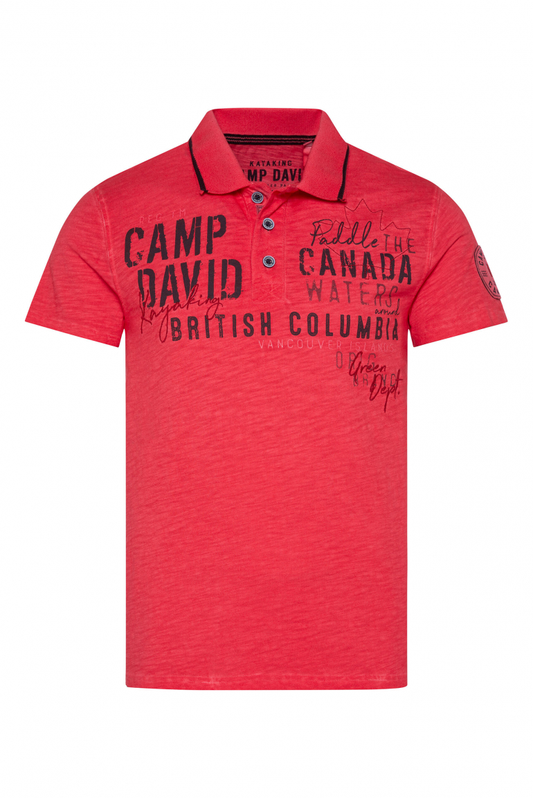 Poloshirt mit Label-Applikationen red orange