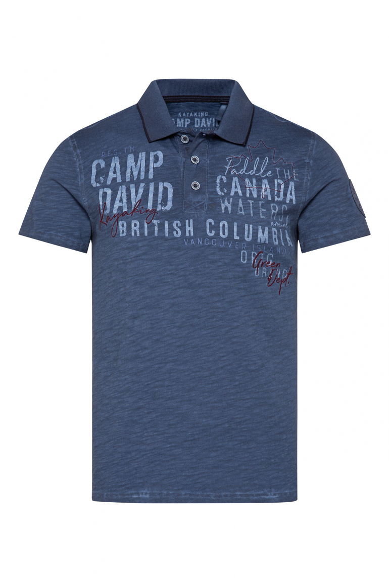 Poloshirt mit Label-Applikationen dark teal