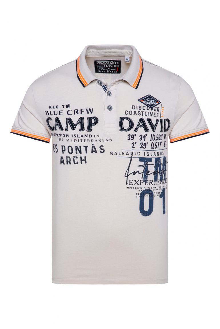 Poloshirt mit Trikotkragen und Logo Artworks ecru