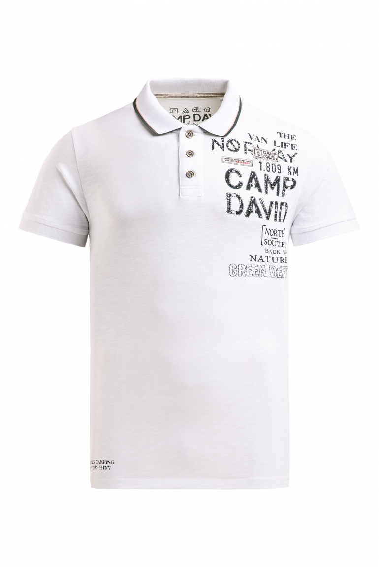 Poloshirt mit Vintage Prints offwhite
