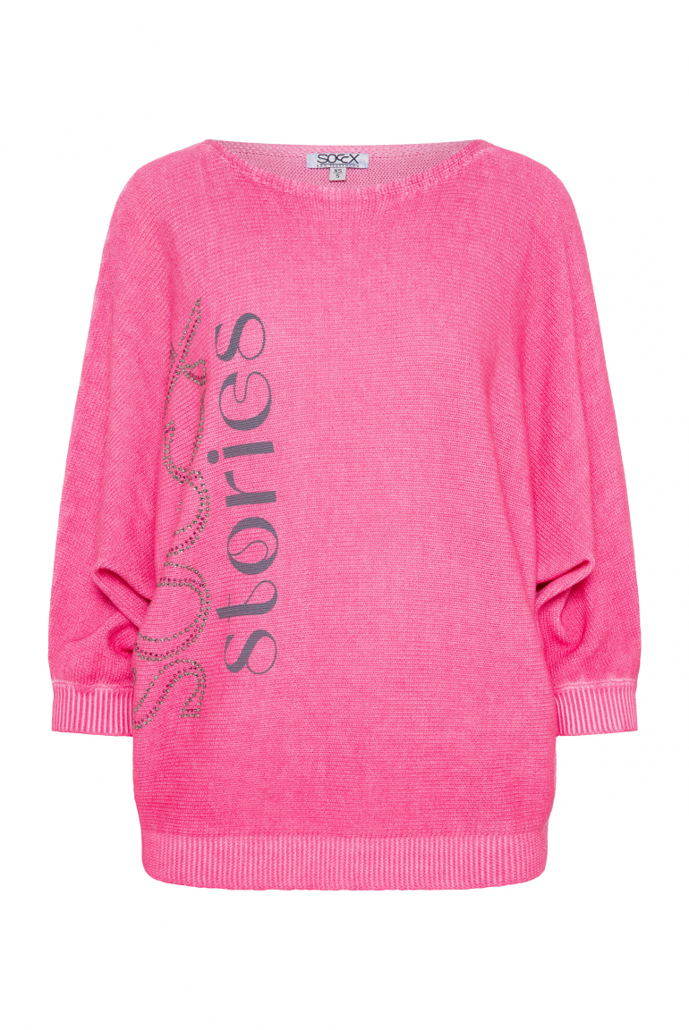 Pullover mit Fledermausärmeln und Logo Artwork floral pink