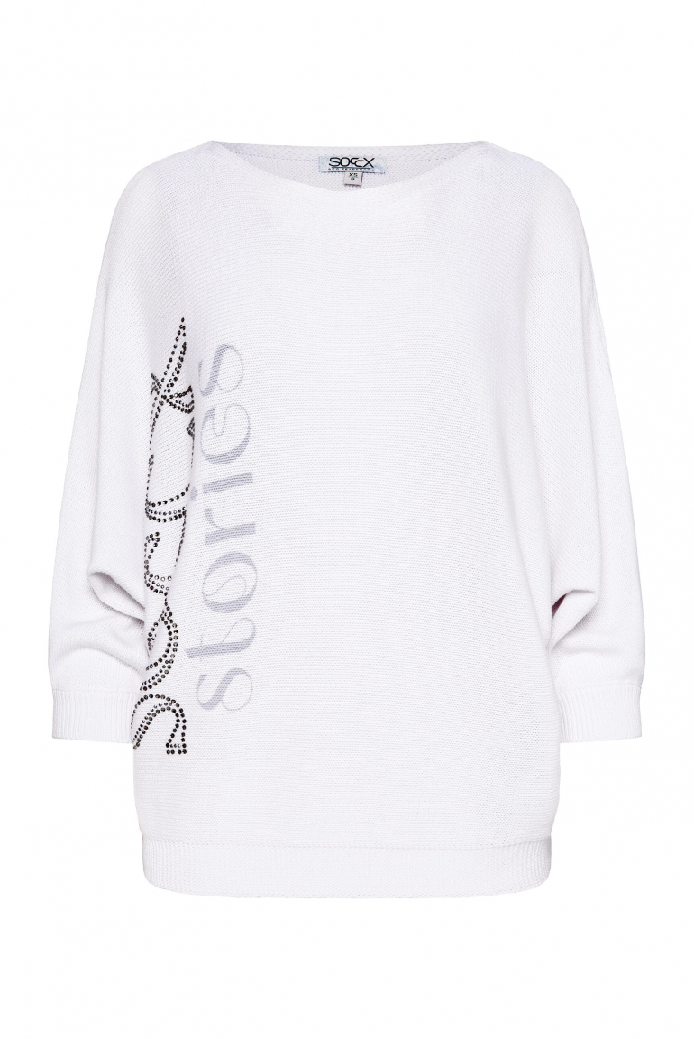 Pullover mit Fledermausärmeln und Logo Artwork opticwhite