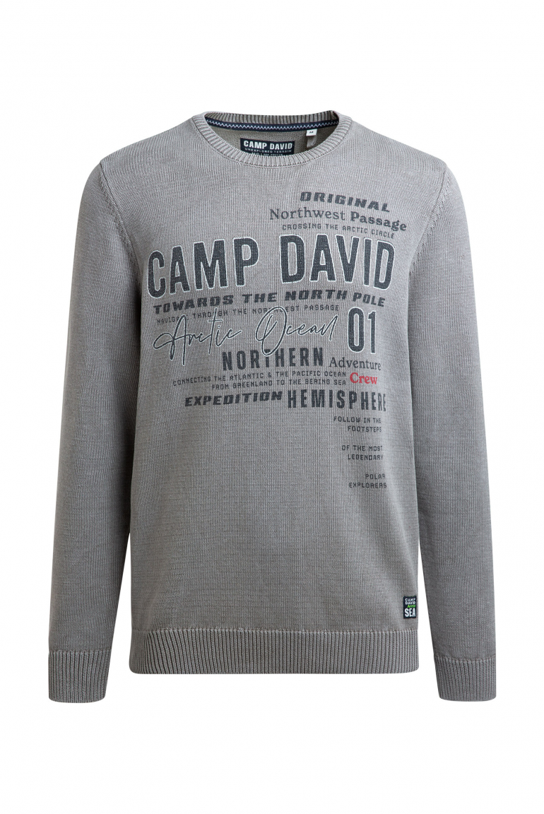 Pullover Rundhals mit Logo Prints dark stone