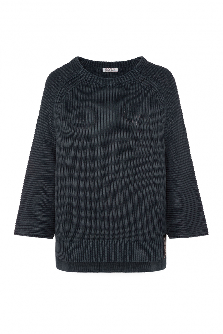Pullover Stone Washed mit verkürzten Ärmeln blue navy