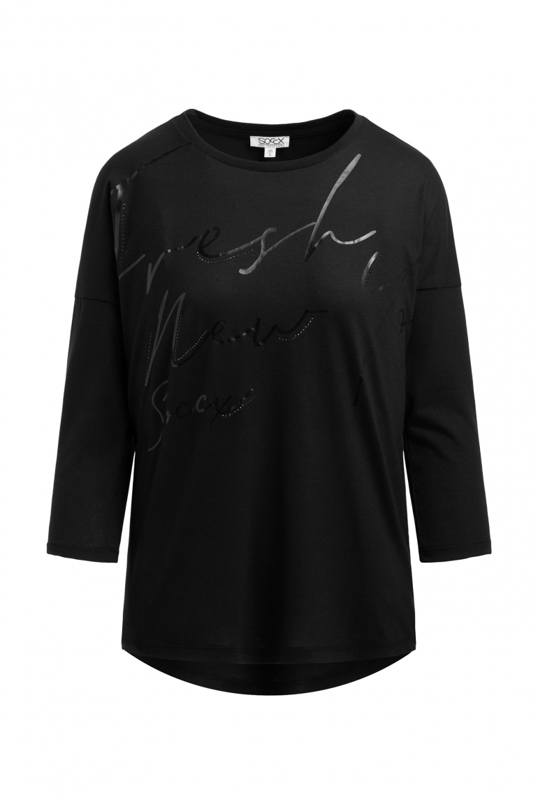 Rundhalsshirt mit Artwork und verkürzten Ärmeln black