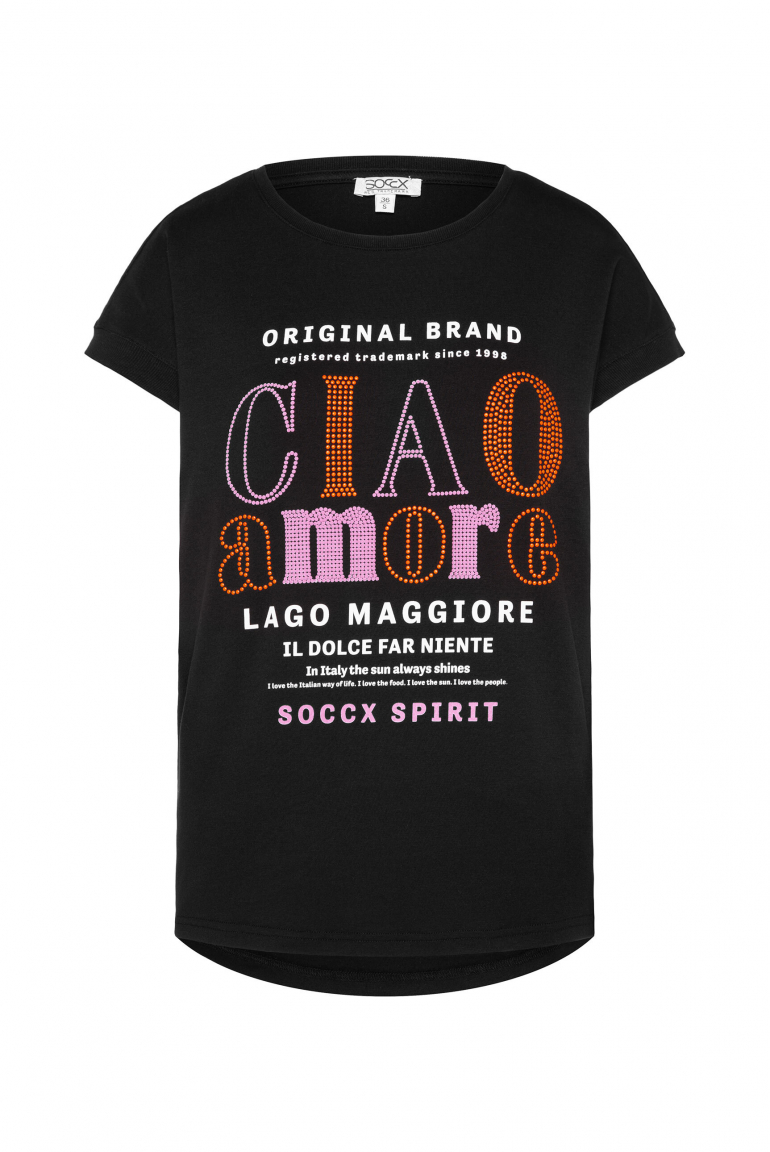 Rundhalsshirt mit buntem Wording black
