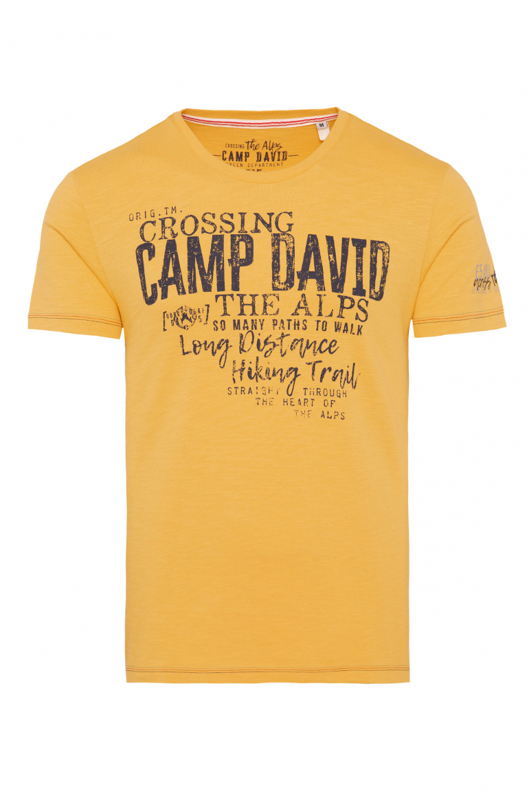 Rundhalsshirt mit Label Prints yellow morning