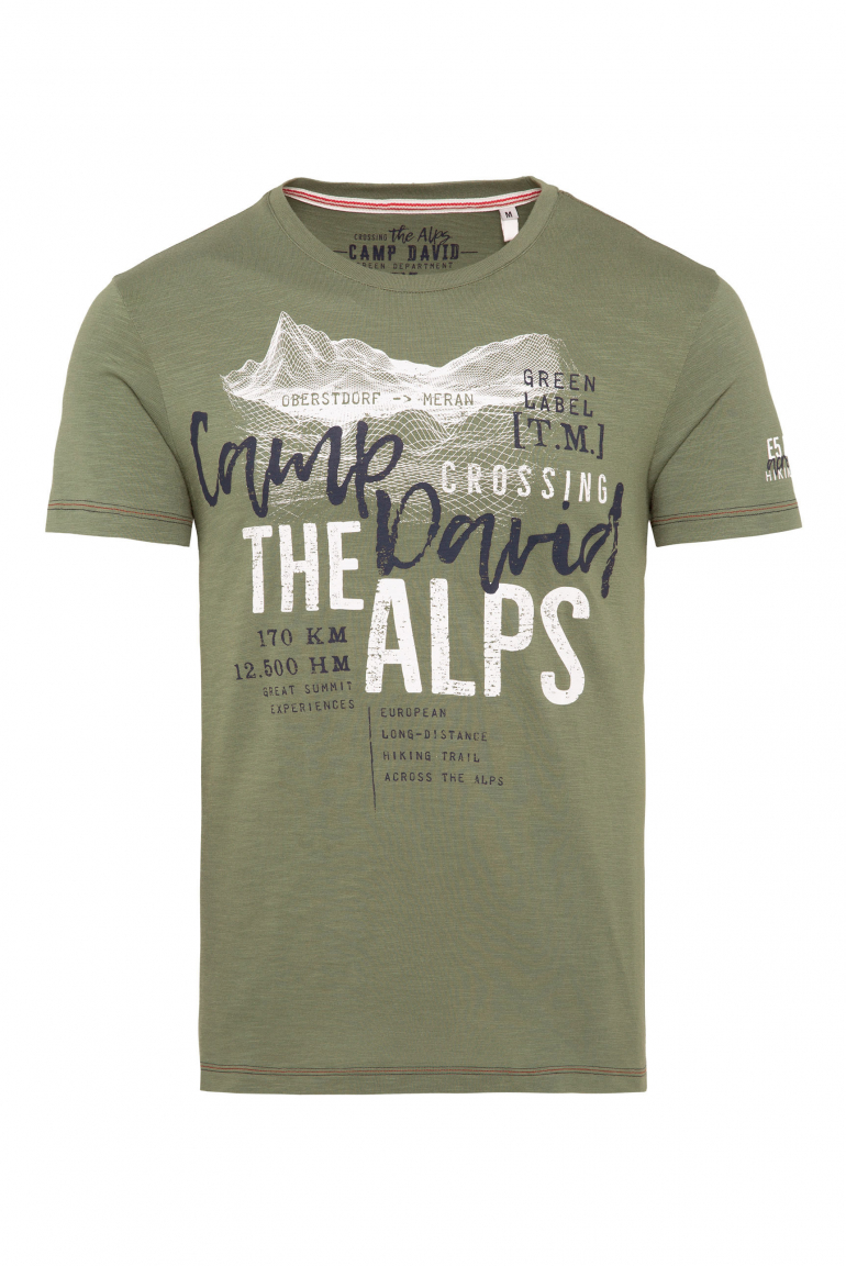 Rundhalsshirt mit Label Prints sage green