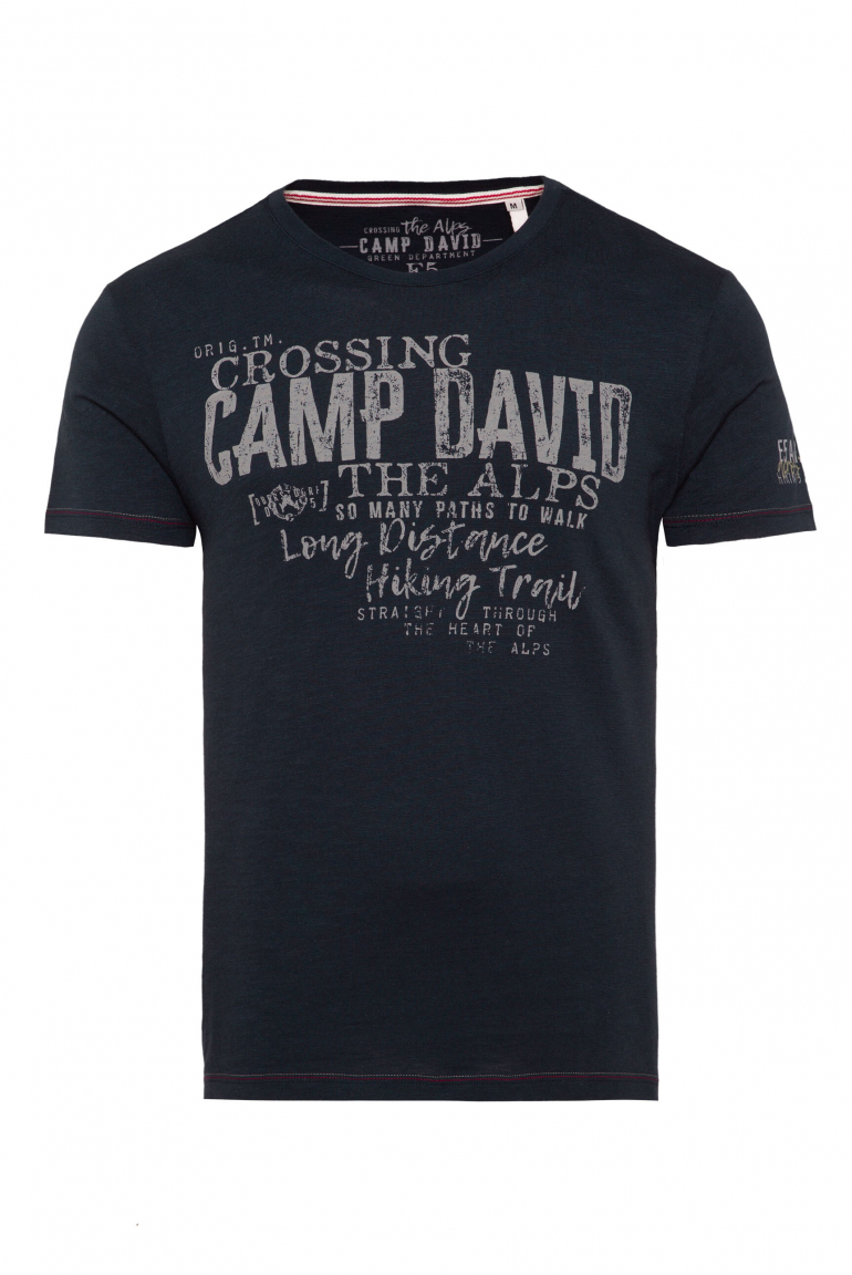 Rundhalsshirt mit Label Prints deep water