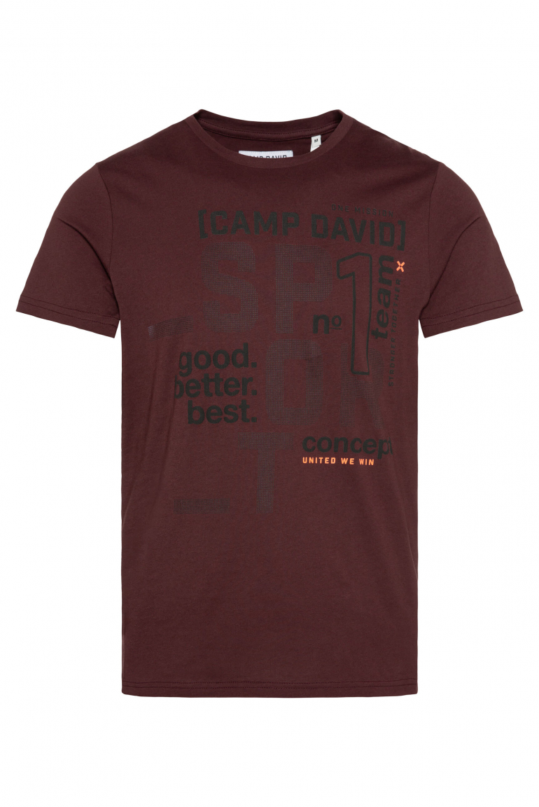 Rundhalsshirt mit Rubber Print winter red