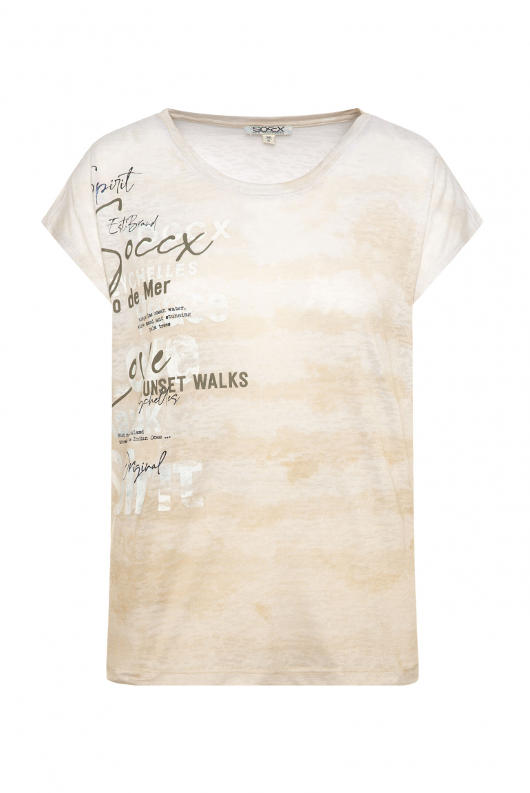 Shirt mit Ausbrenner-und Farb-Effekten milky beige