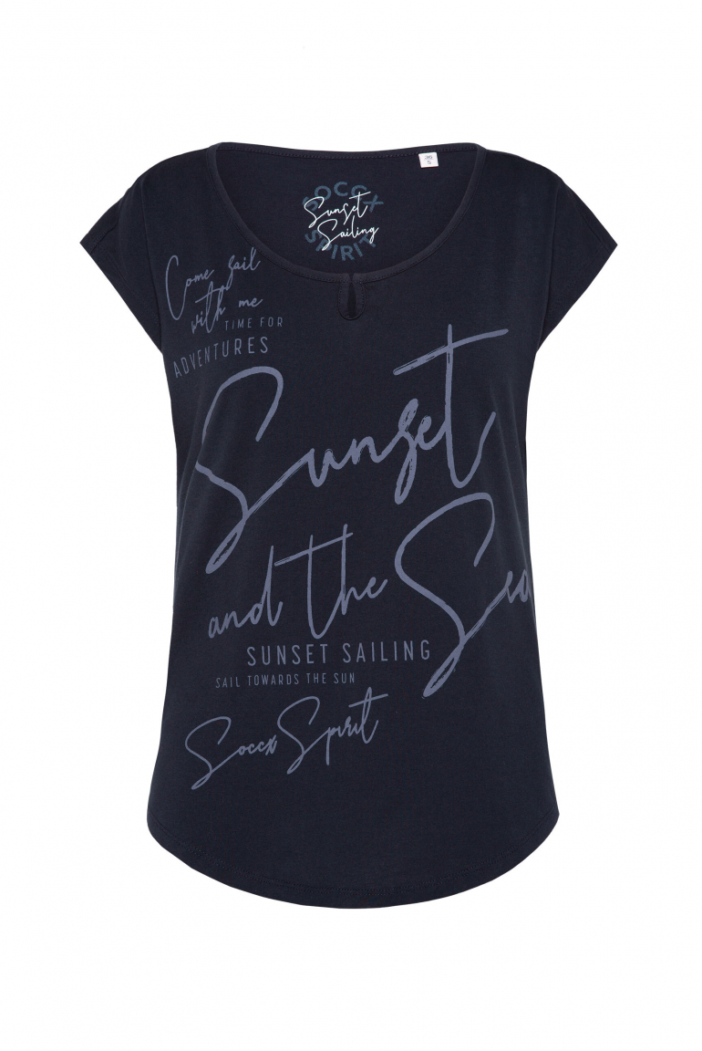 Shirt mit tonigem Glossy Wording Print blue navy