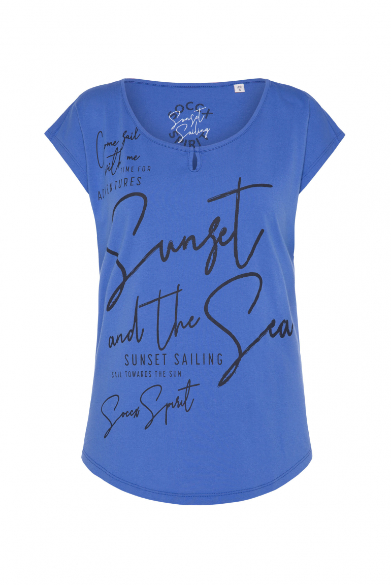 Shirt mit tonigem Glossy Wording Print vividblue