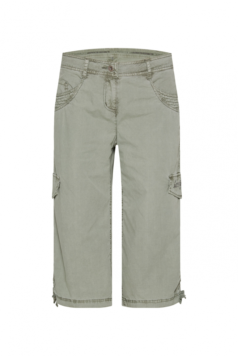 Skater-Shorts mit Beintaschen und Print faded olive