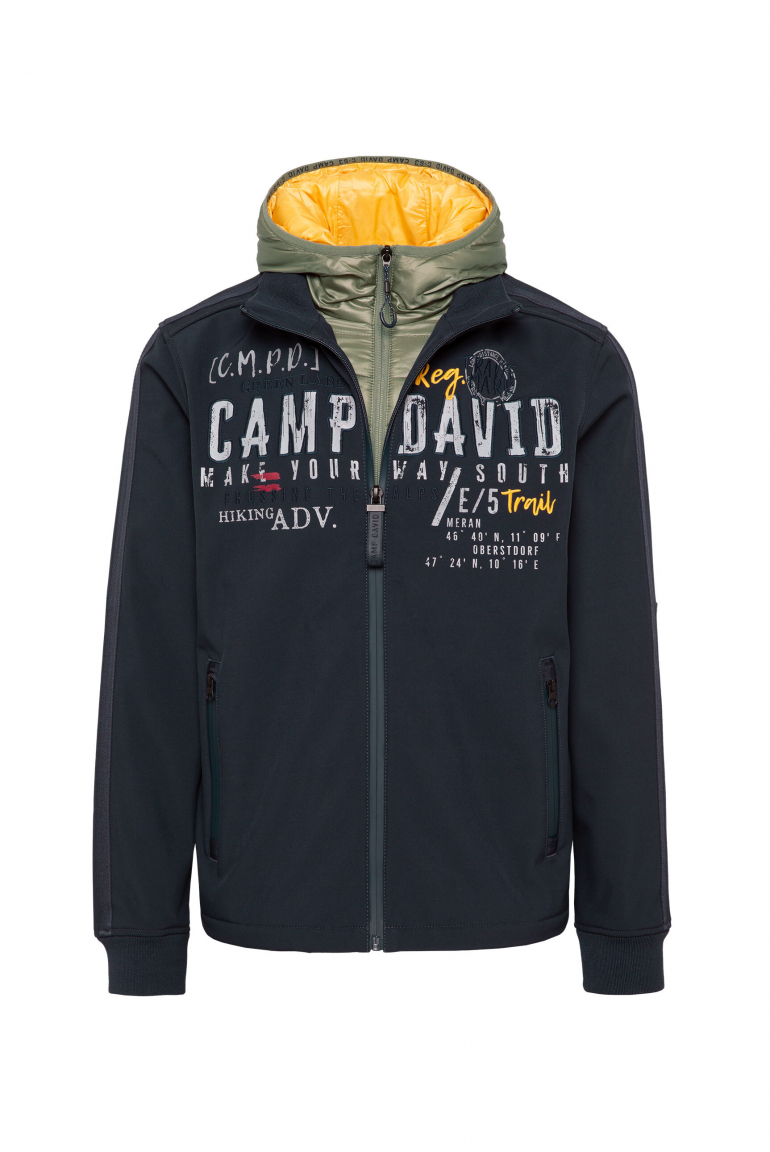 Softshelljacke mit abtrennbarem Kapuzeneinsatz deep water
