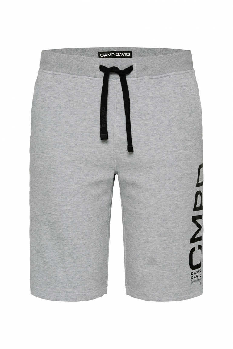 Sportshorts im tonalen Strukturmix mit Print dark greymelange