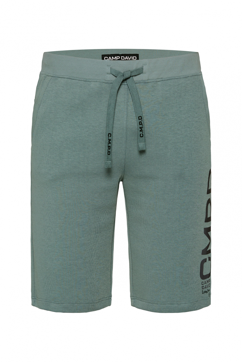 Sportshorts im tonalen Strukturmix mit Print dark sage