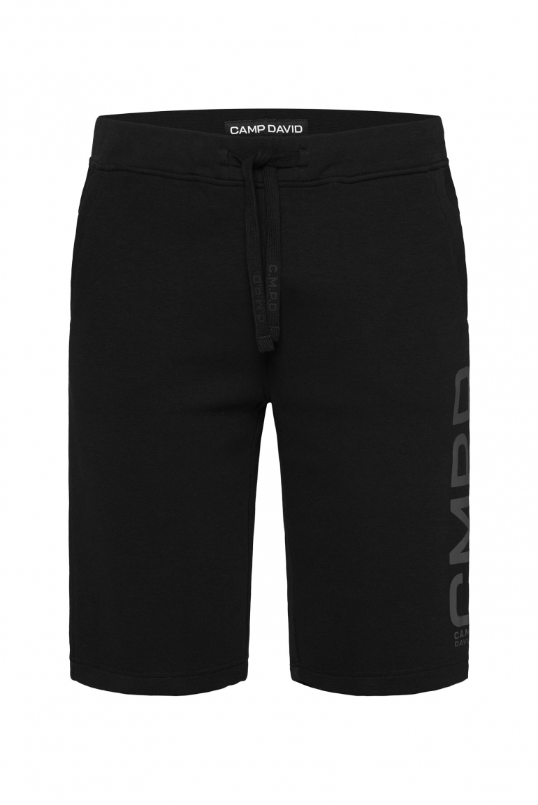 Sportshorts im tonalen Strukturmix mit Print black