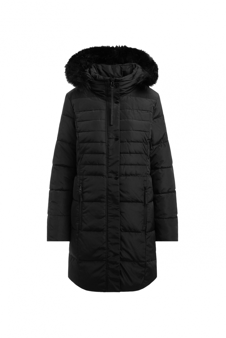 Stepp-Parka mit abtrennbarer Kapuze und Kunstfell black