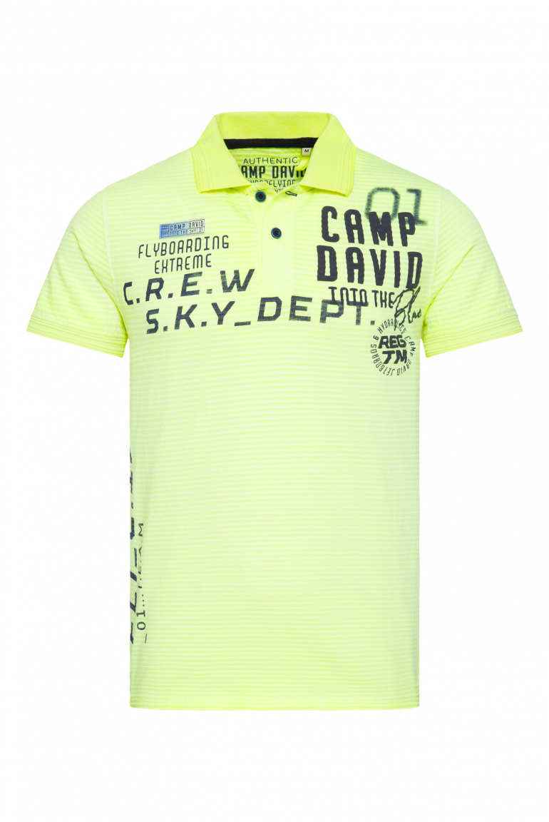 Streifenpolo mit Artworks und Puffprint-Details electric yellow