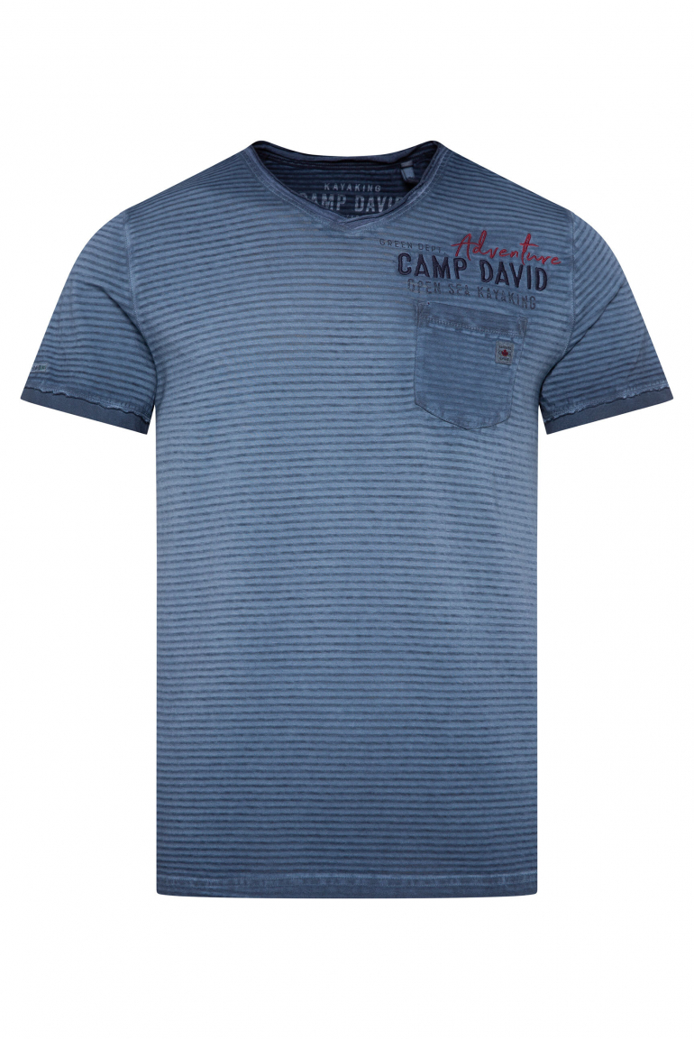 Streifenshirt mit Rücken-Artwork dark teal