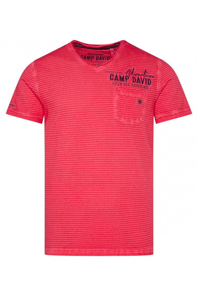 Streifenshirt mit Rücken-Artwork red orange