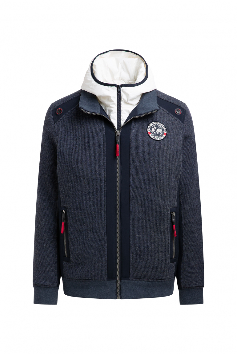 Strickfleece-Blouson mit Kapuzeneinsatz blue navy melange