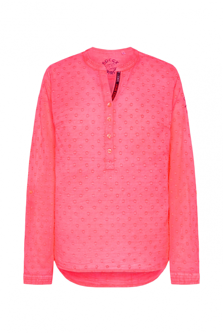 Strukturierte Bluse mit Tunika-Ausschnitt flashy red