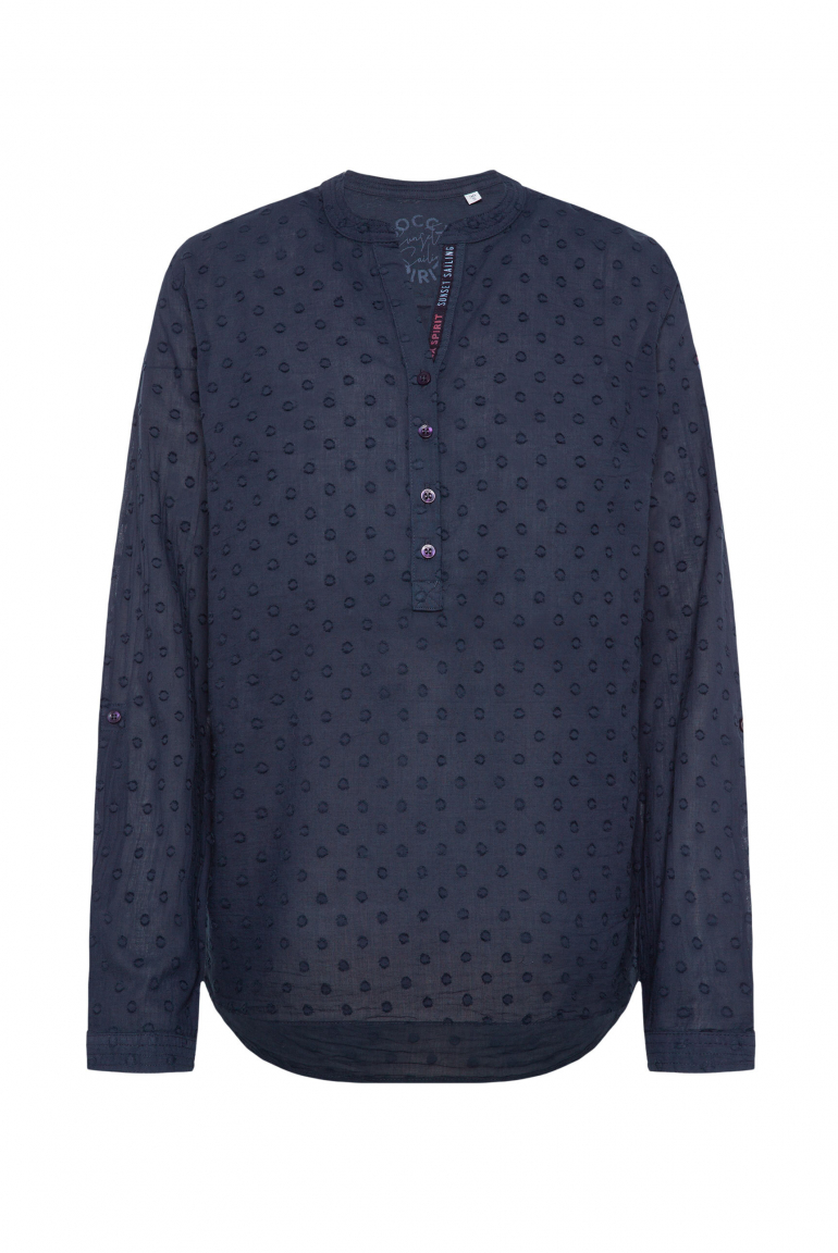 Strukturierte Bluse mit Tunika-Ausschnitt blue navy