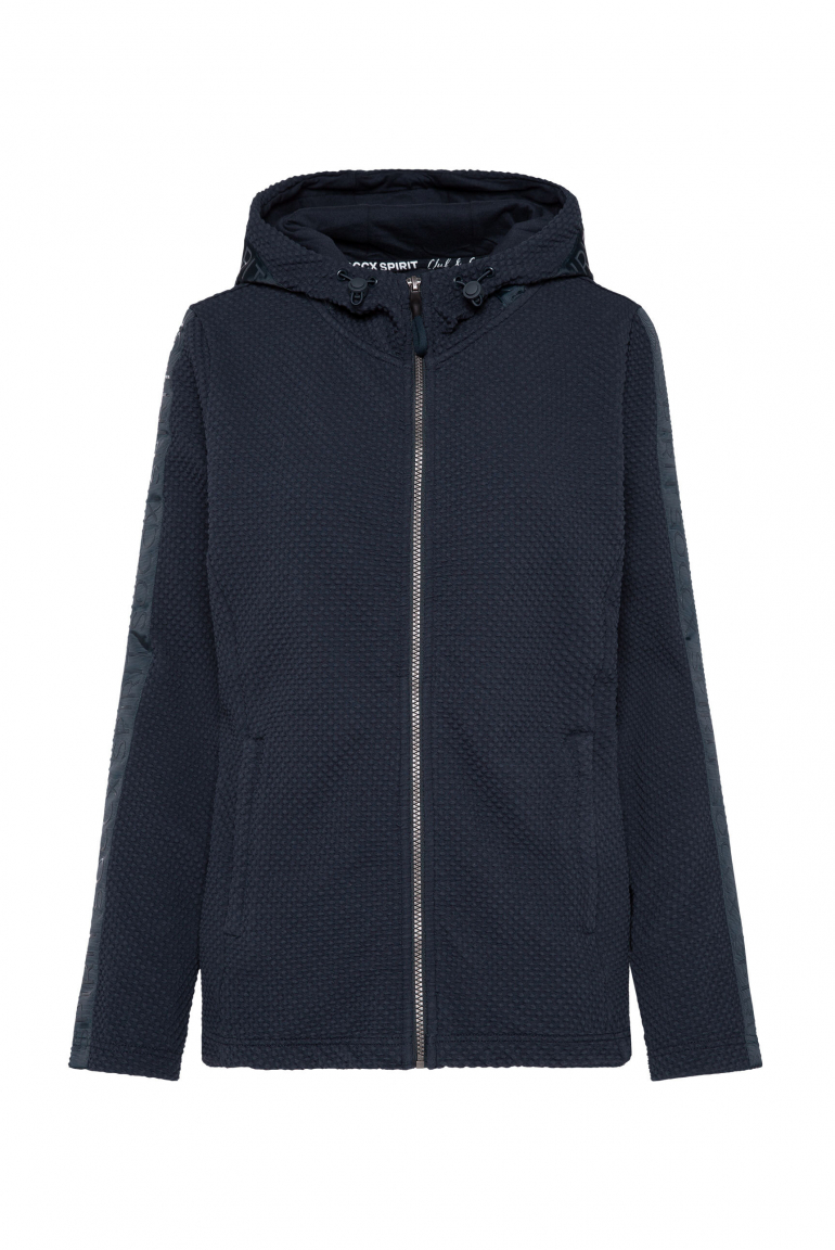Strukturierte Kapuzensweatjacke mit Logo-Tapes blue navy