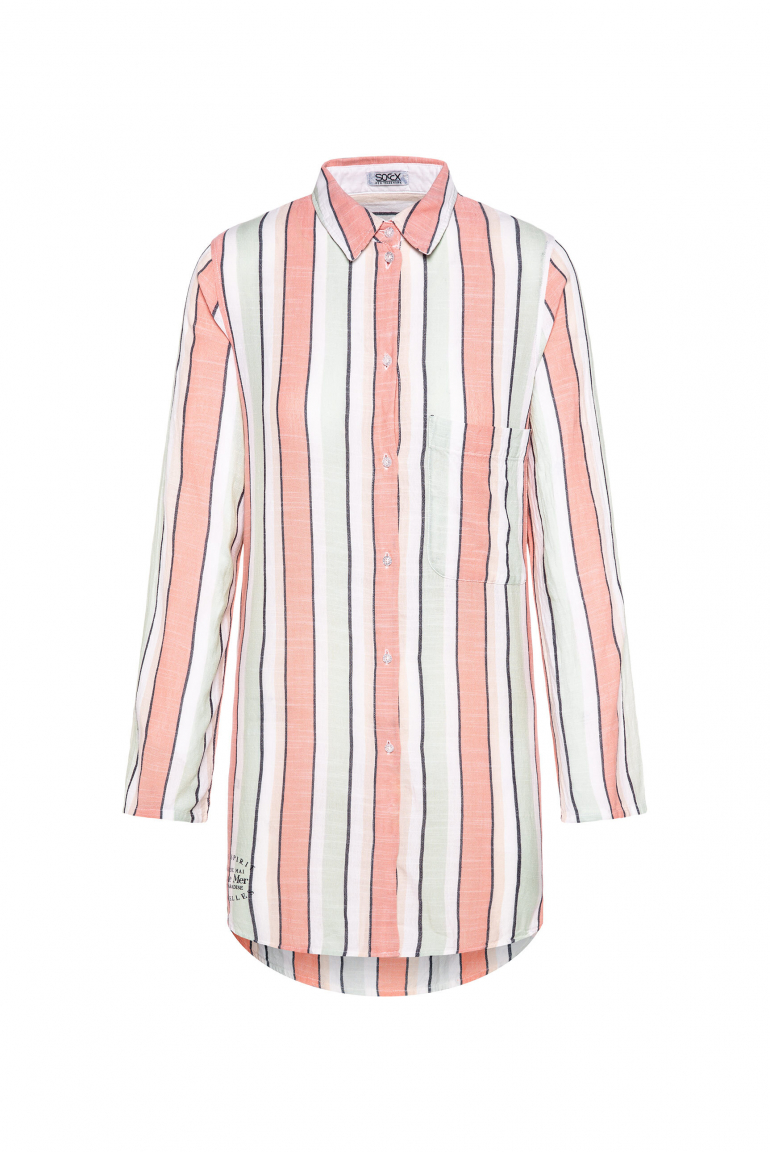 Strukturierte Longbluse mit bunten Streifen multi color