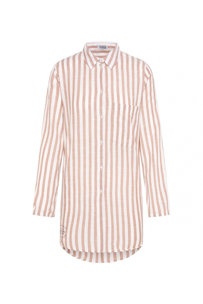 Strukturierte Longbluse mit Streifenmuster milky beige