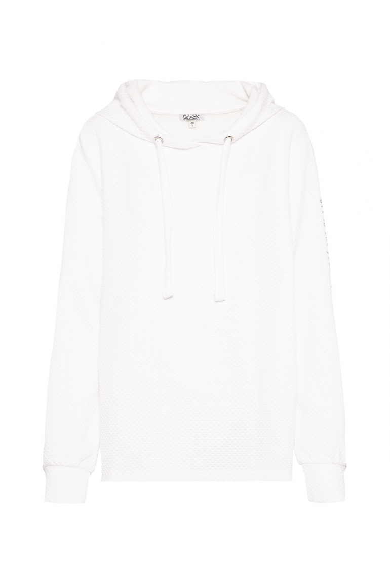 Strukturierter Hoodie mit Ärmel-Print opticwhite